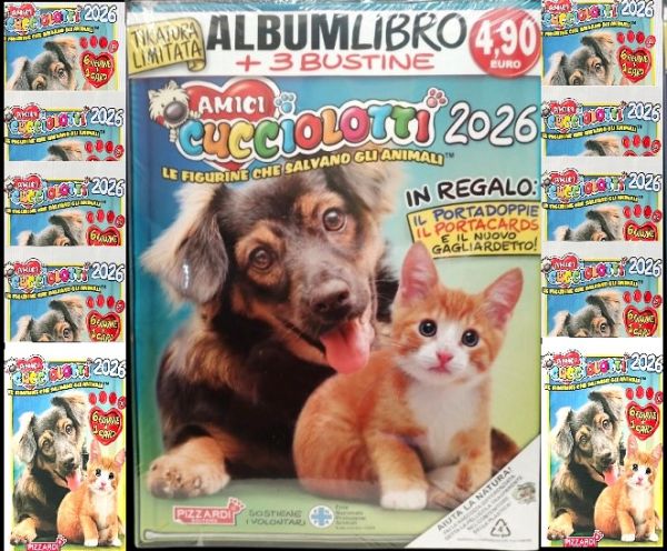 Album Figurine Amici Cucciolotti 2026 – Con 3 Bustine E Portachiave, Sostiene I Volontari Della Protezione Animali